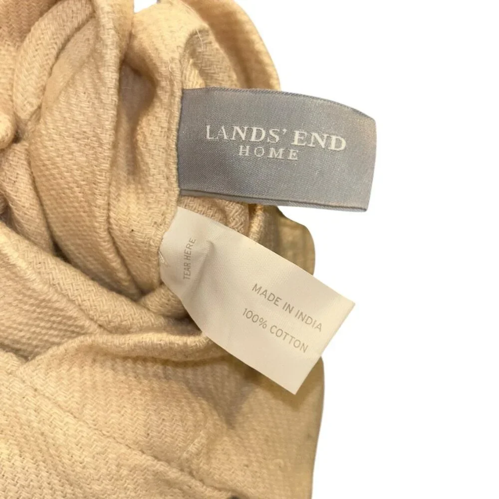 Lands' end 100% cotton cream light blue accent throw pillow cover small square